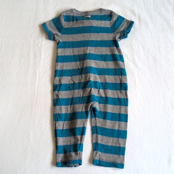 babyGap blue & gray striped cotton zipper jumpsuit 6-12 months baby boy - Picture 6 of 7